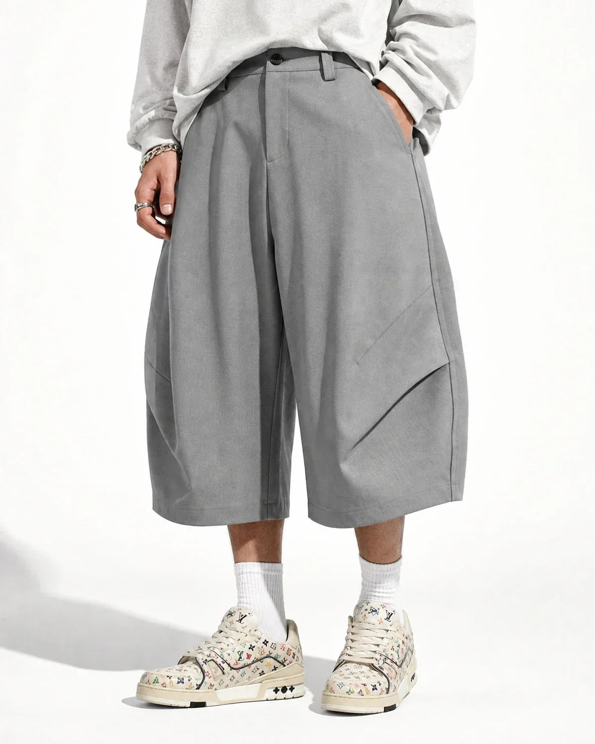 Pleated Barrel Tailored Bermuda Shorts | Flation Streetwear