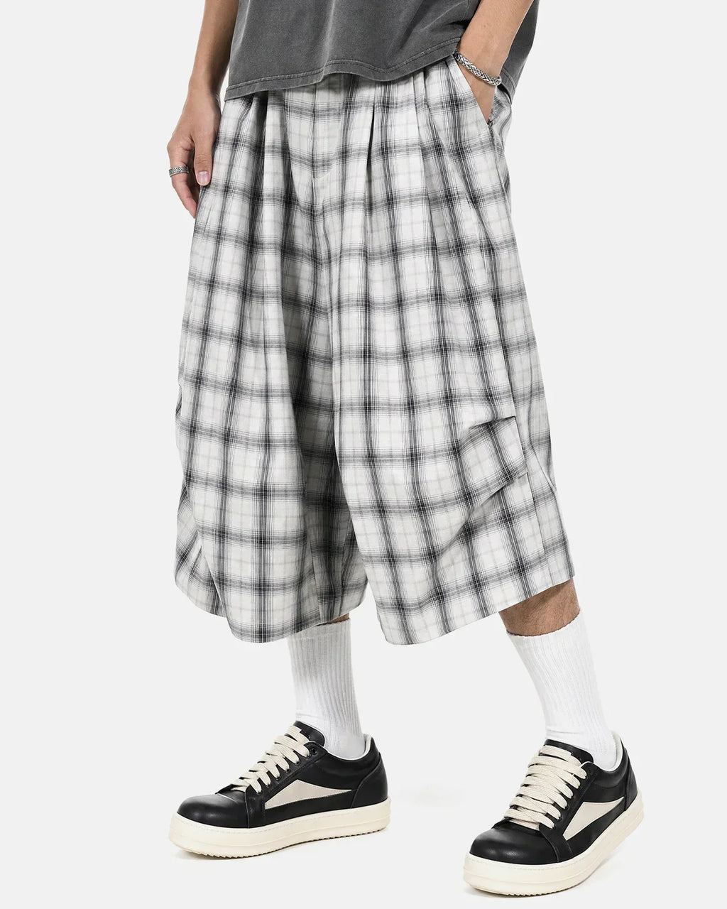 Plaid Longline Casual Shorts | Flation Streetwear