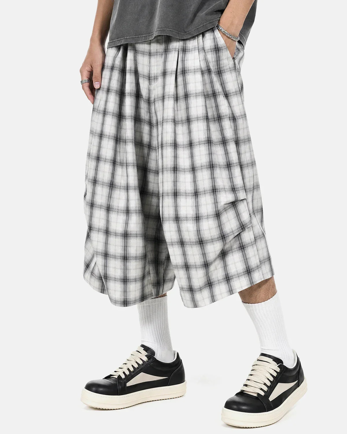 Plaid Longline Casual Shorts | Flation Streetwear