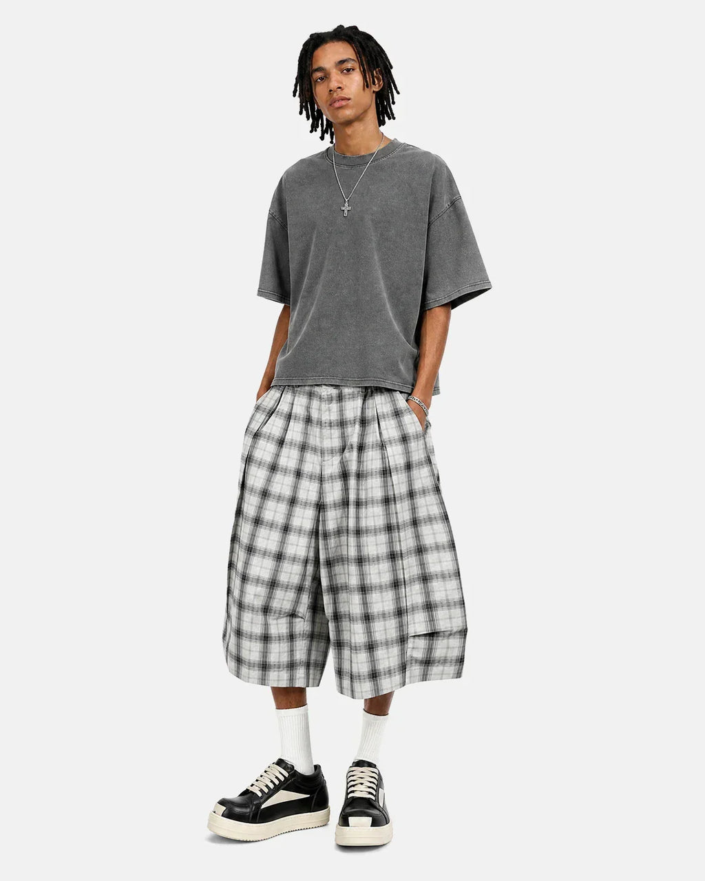 Plaid Longline Casual Shorts | Flation Streetwear