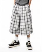 Plaid Longline Casual Shorts | Flation Streetwear