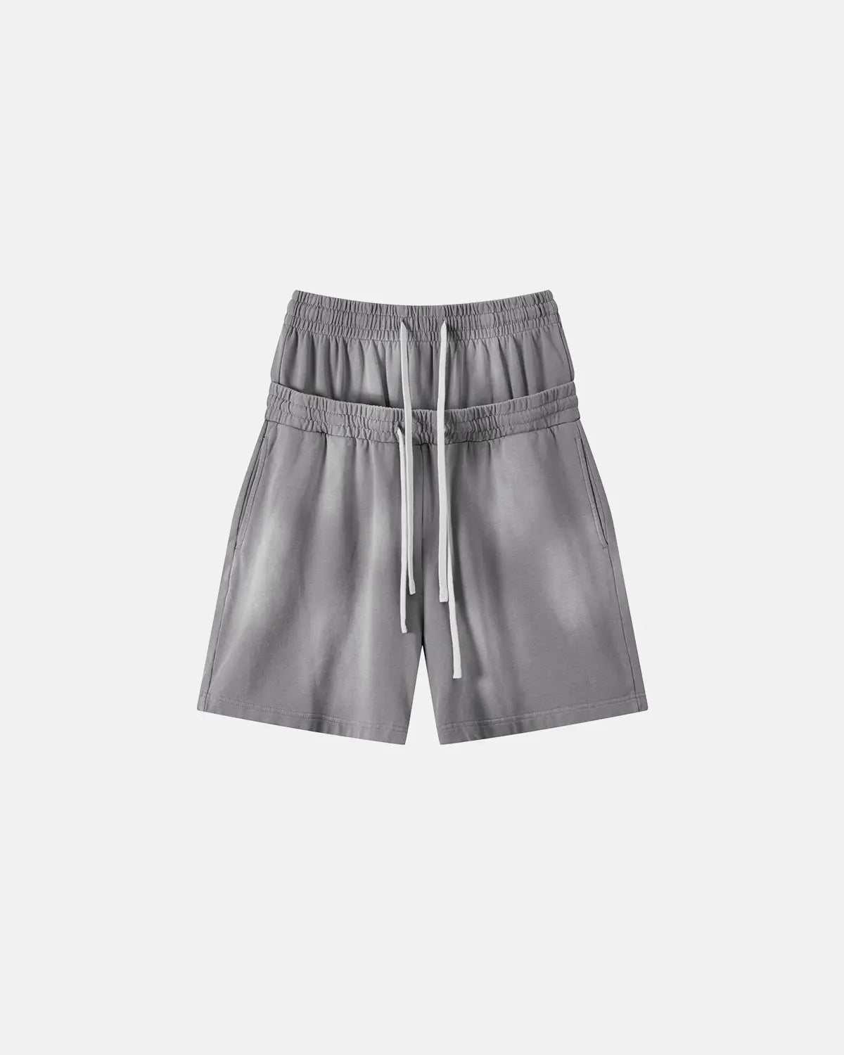 Double Waist Monkey Wash Sweat Shorts | Flation Streetwear