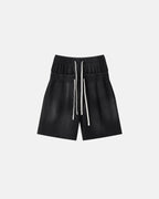 Double Waist Monkey Wash Sweat Shorts | Flation Streetwear