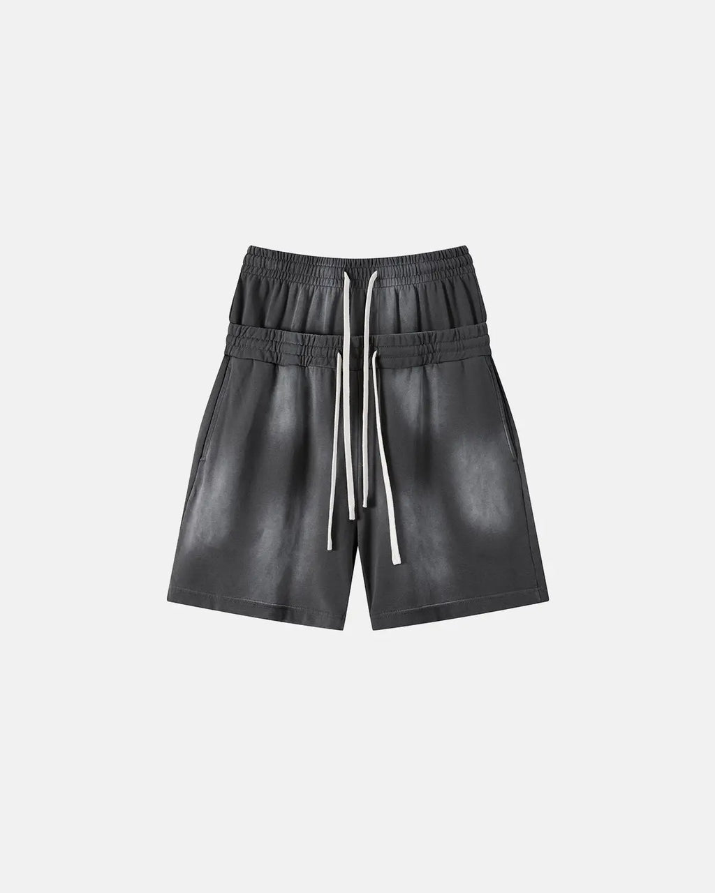 Double Waist Monkey Wash Sweat Shorts | Flation Streetwear