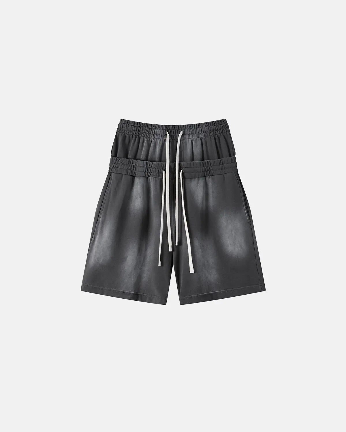 Double Waist Monkey Wash Sweat Shorts | Flation Streetwear