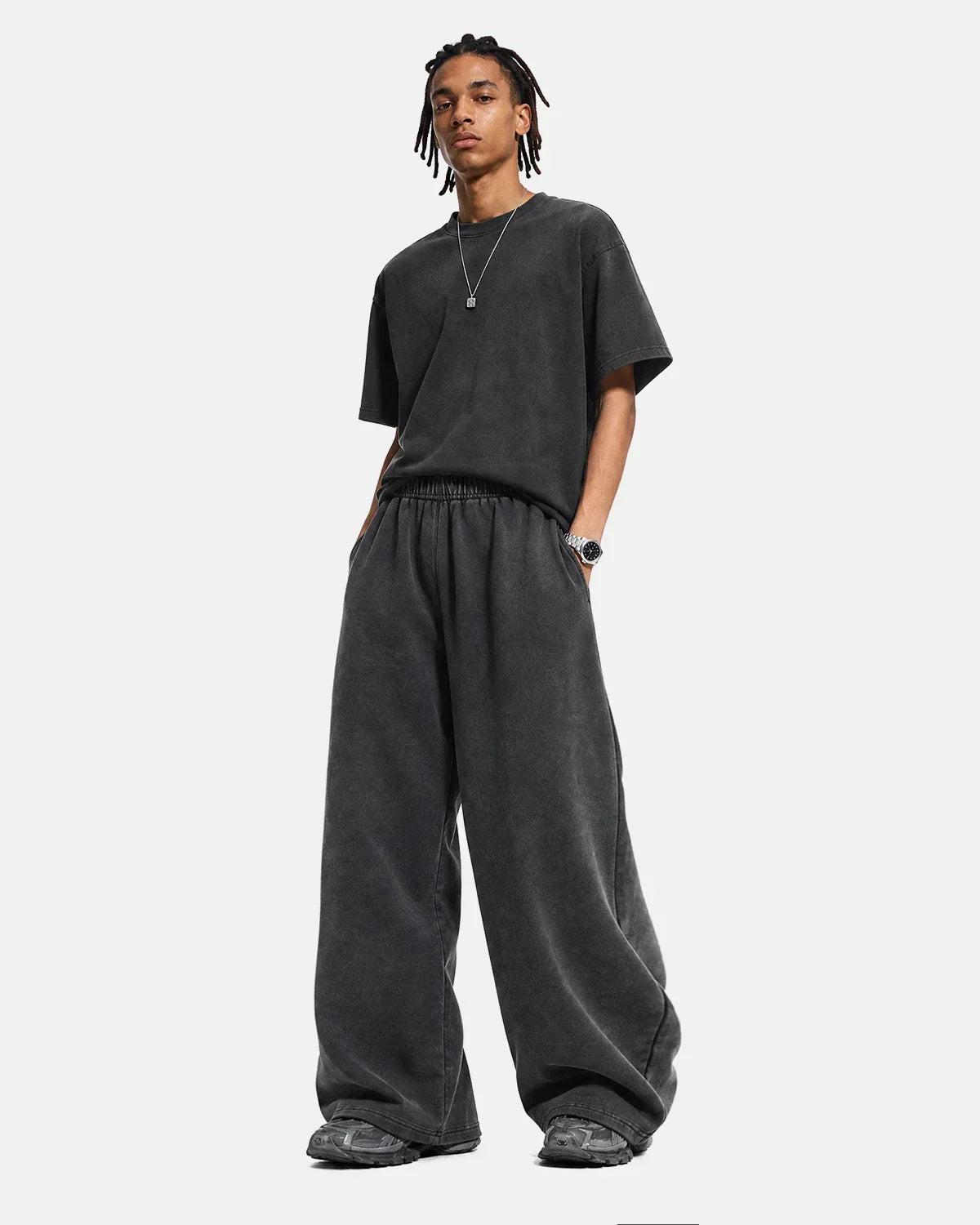 Washed Graphic Wide-Leg Sweatpants | Flation Streetwear