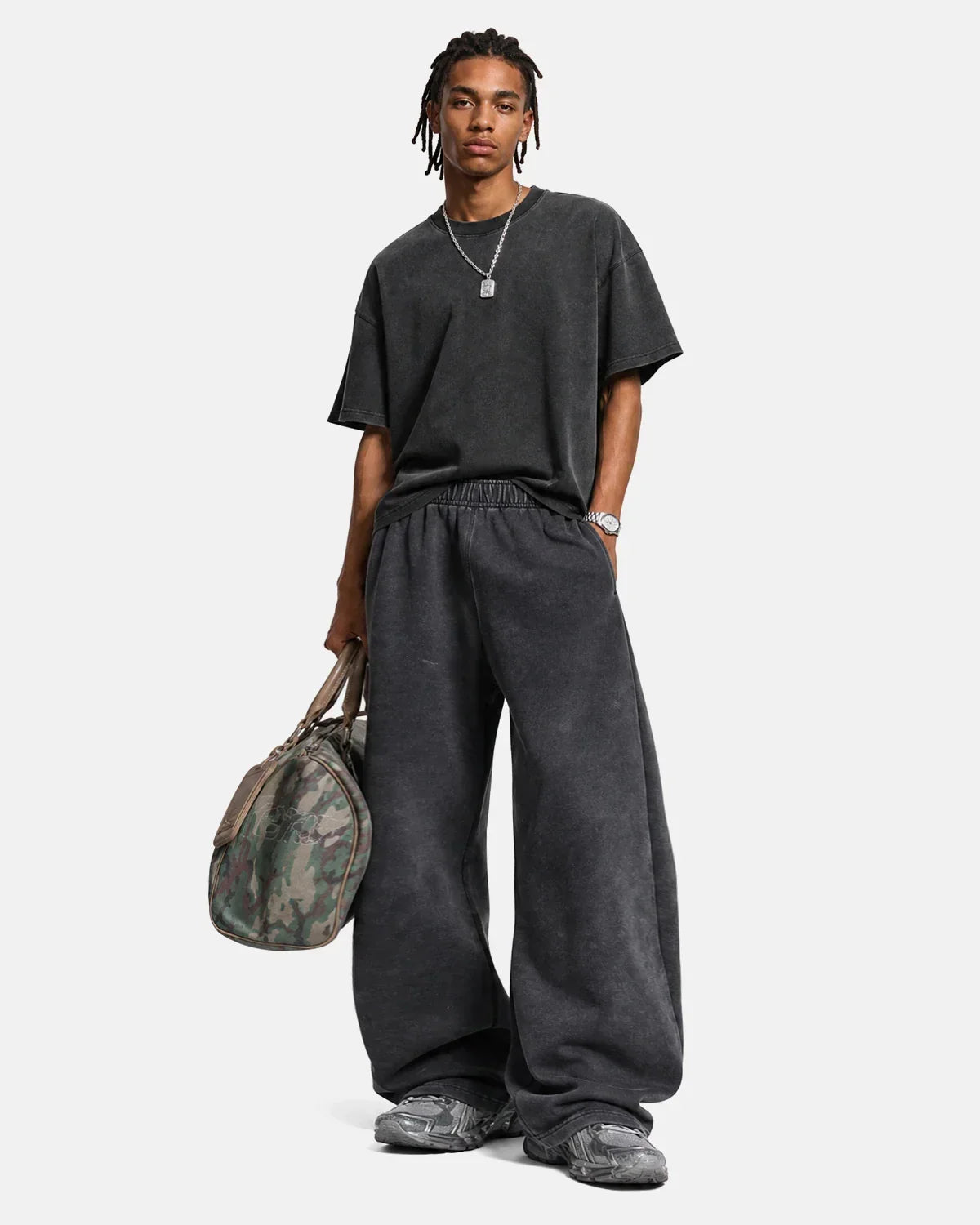 Washed Graphic Wide-Leg Sweatpants | Flation Streetwear