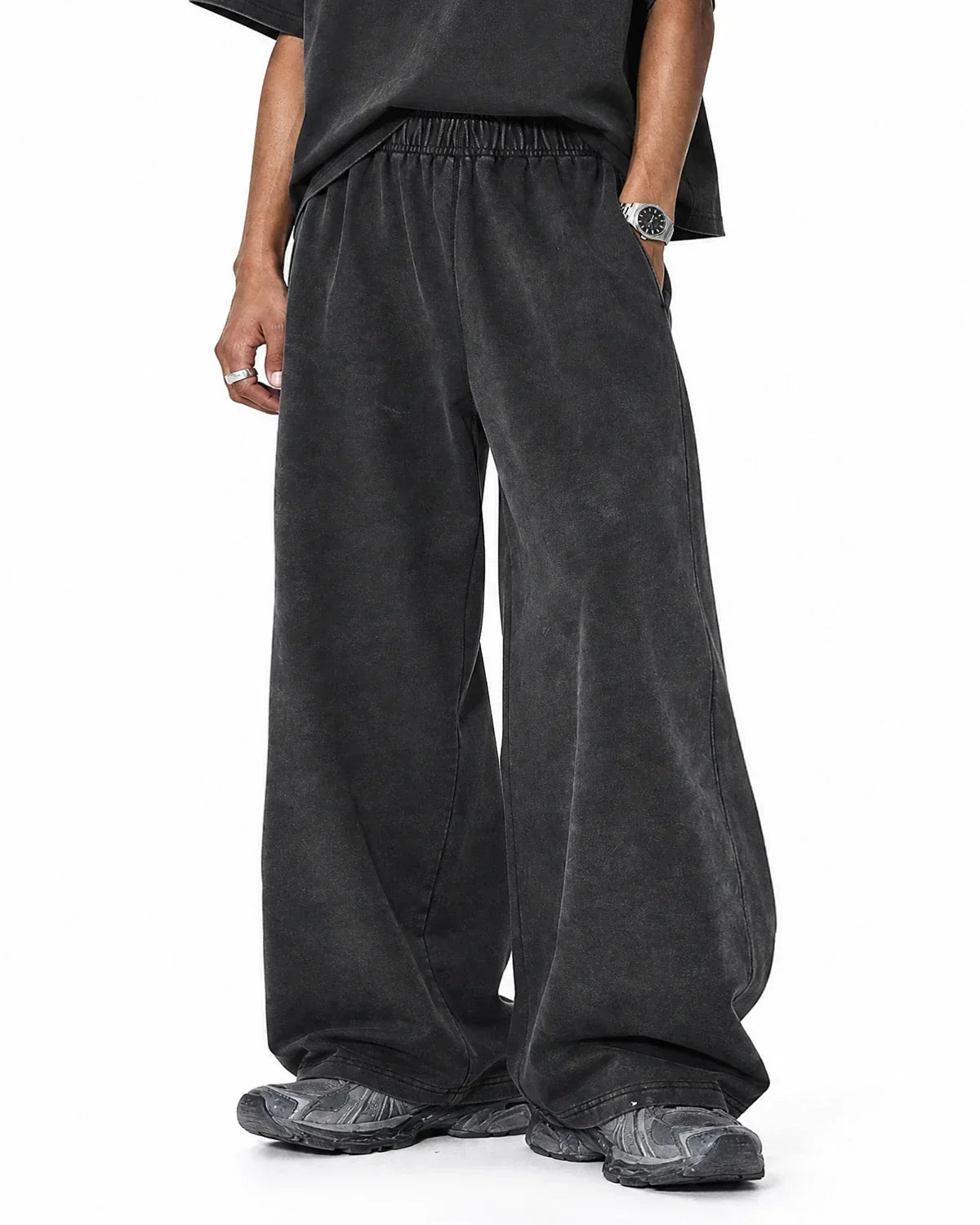 Washed Graphic Wide-Leg Sweatpants | Flation Streetwear