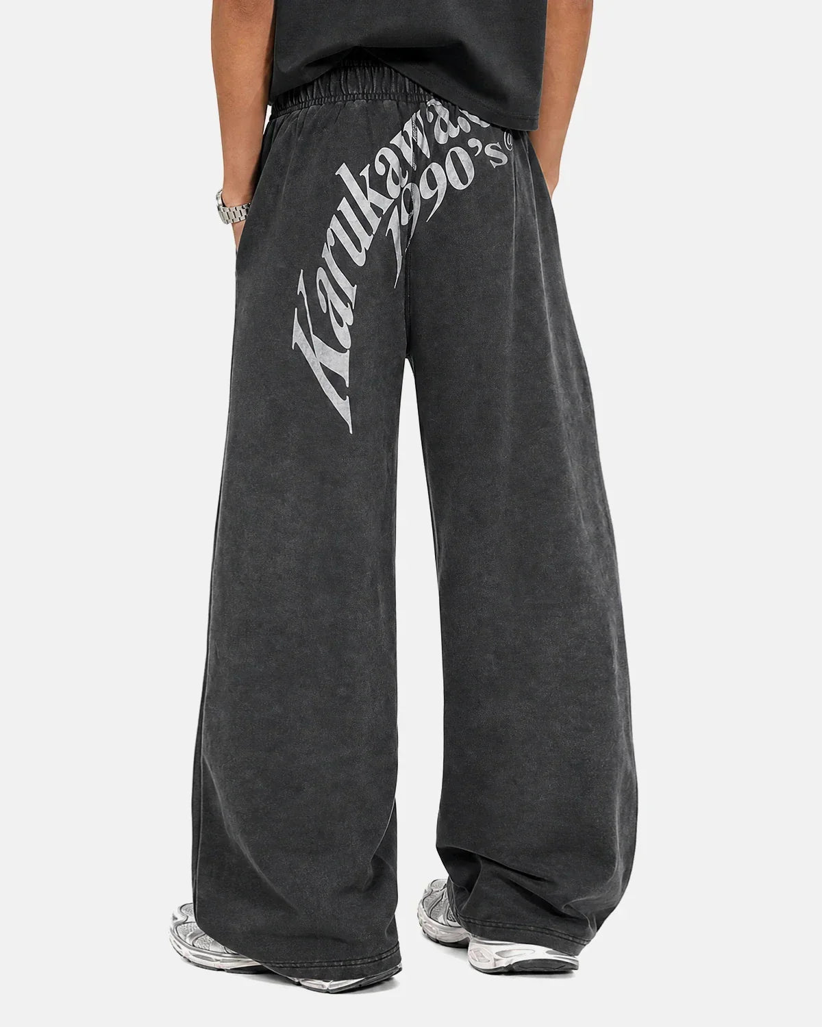 Washed Graphic Wide-Leg Sweatpants | Flation Streetwear