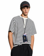 Striped Henley Relaxed T-shirt | Flation Streetwear