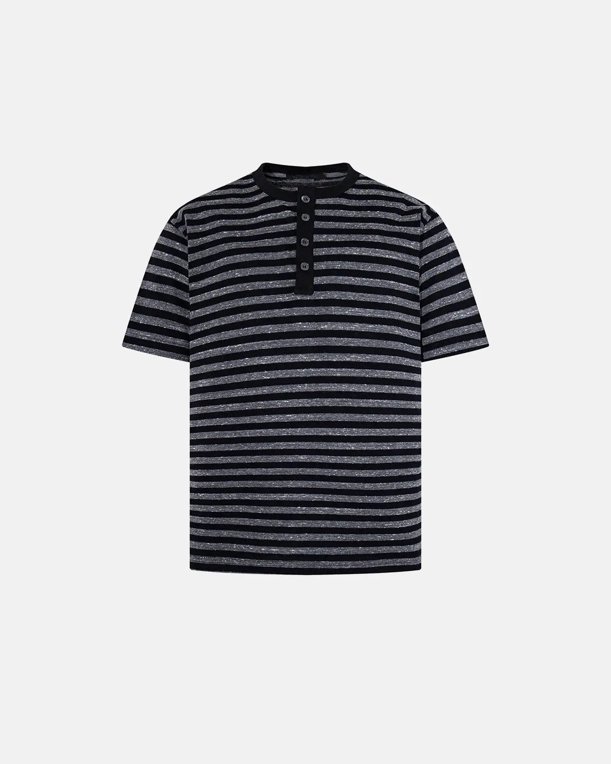 Striped Henley Relaxed T-shirt | Flation Streetwear