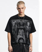 Portrait Graphic Waffle Boxy T-Shirt | Flation Streetwear