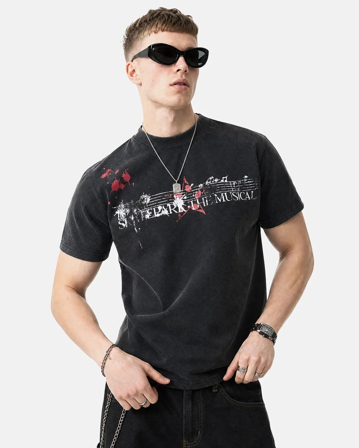 Acid Washed Music Graphic T-Shirt | Flation Streetwear