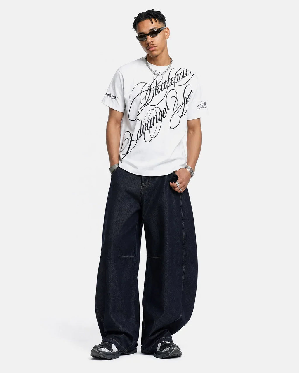 All-Over Script Graphic T-Shirt | Flation Streetwear