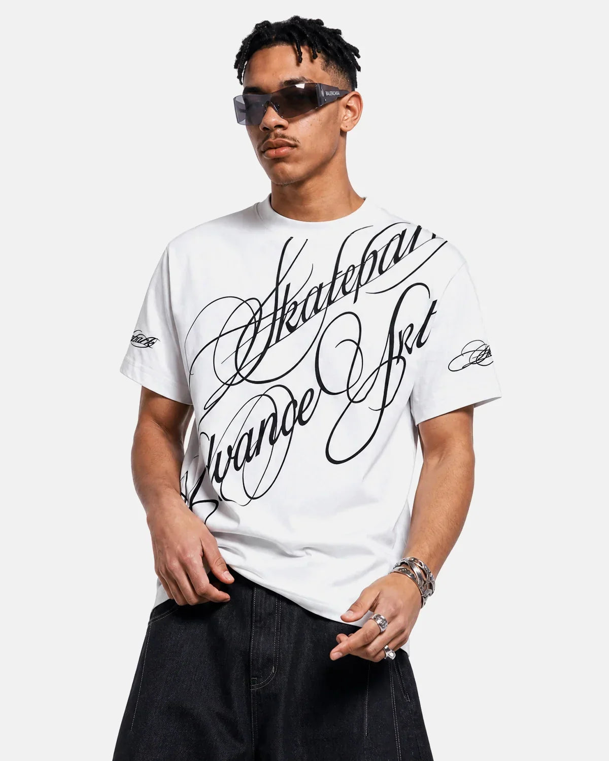 All-Over Script Graphic T-Shirt | Flation Streetwear