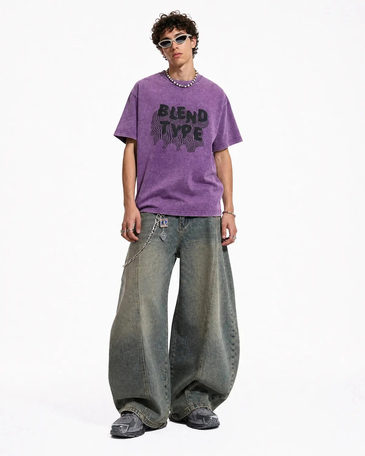 Purple Washed Oversized Graphic T-Shirt | Flation Streetwear