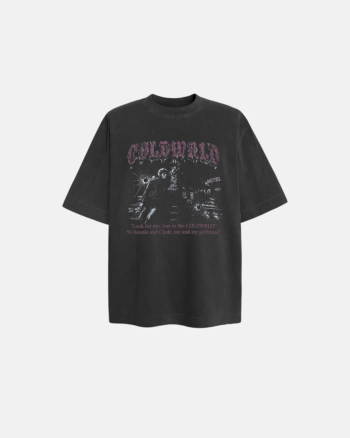 Black Washed Gothic Graphic T-Shirt | Flation Streetwear
