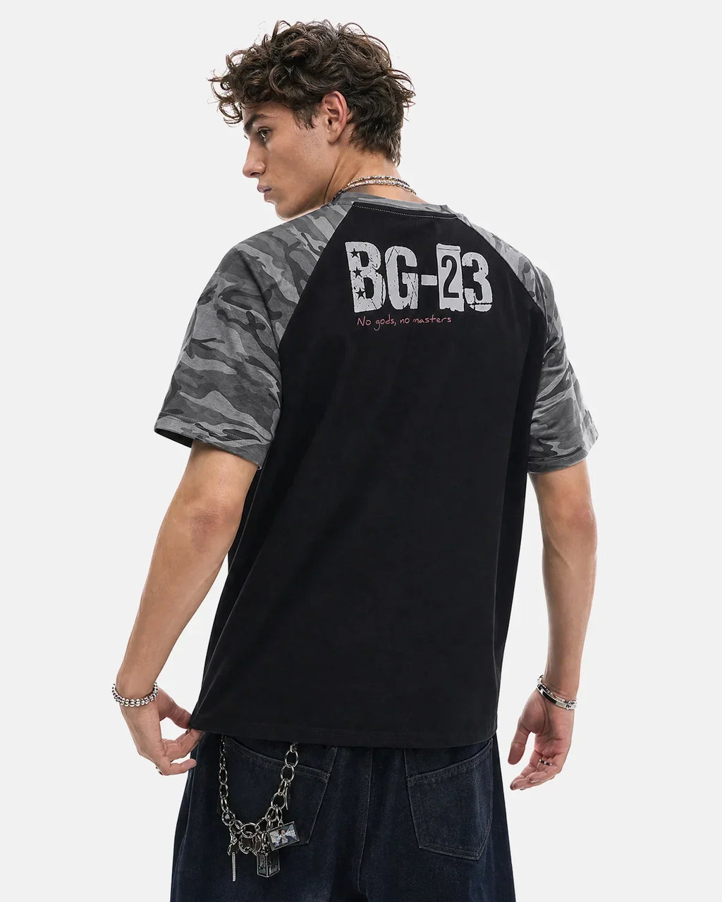 Camo Sleeve Graphic Boxy T-Shirt | Flation Streetwear