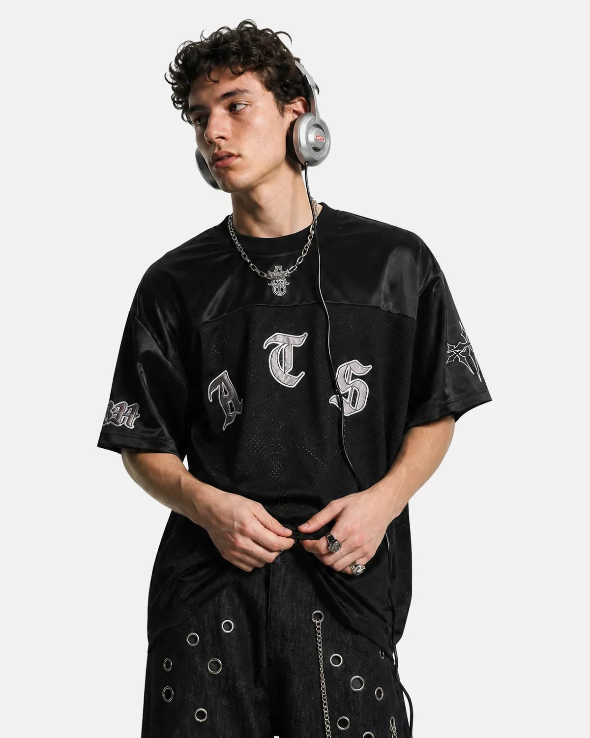 Gothic Embroidered Mesh Jersey | Flation Streetwear