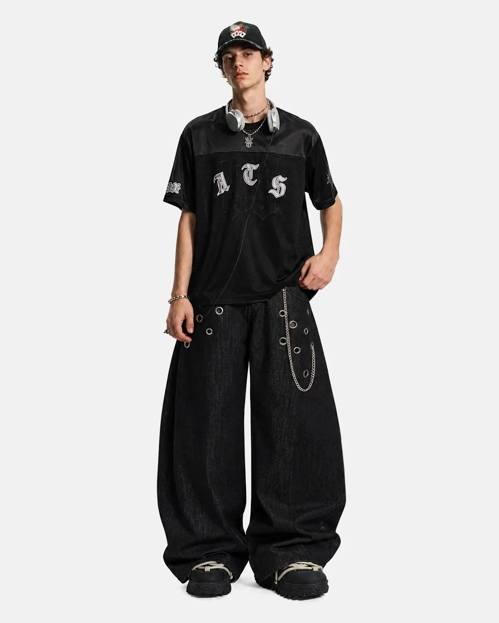 Gothic Embroidered Mesh Jersey | Flation Streetwear