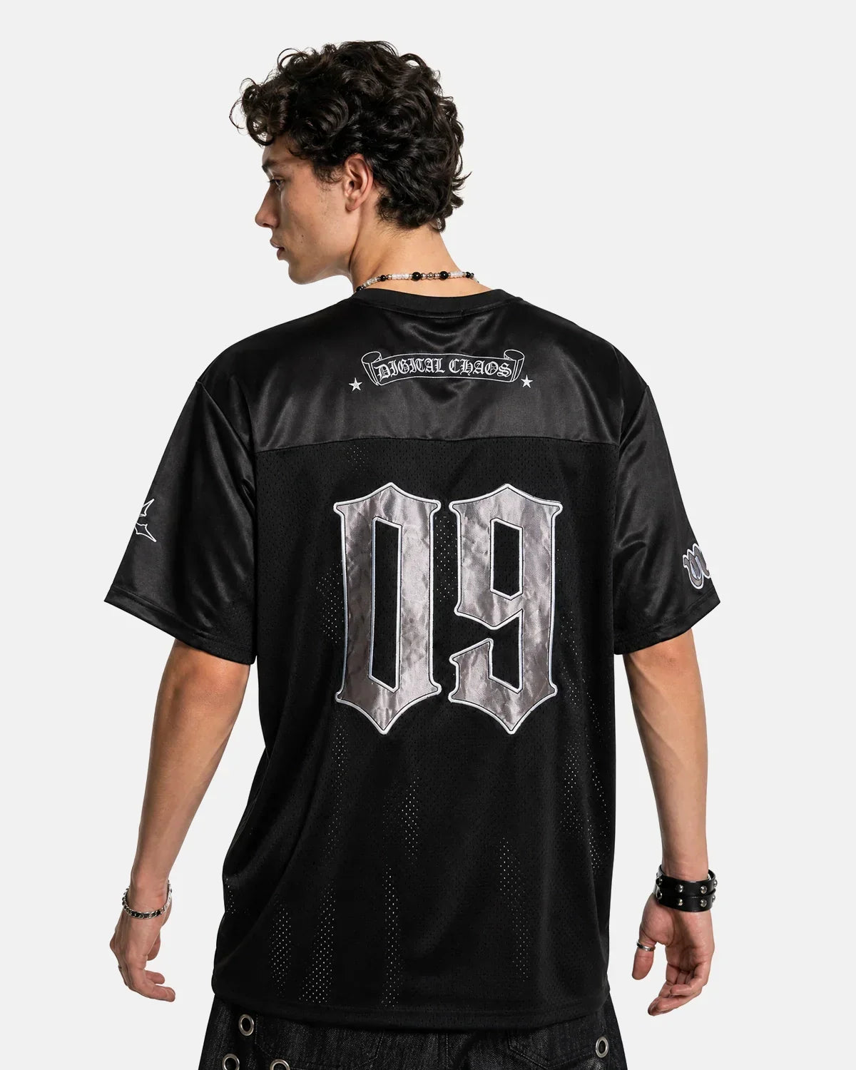 Gothic Embroidered Mesh Jersey | Flation Streetwear