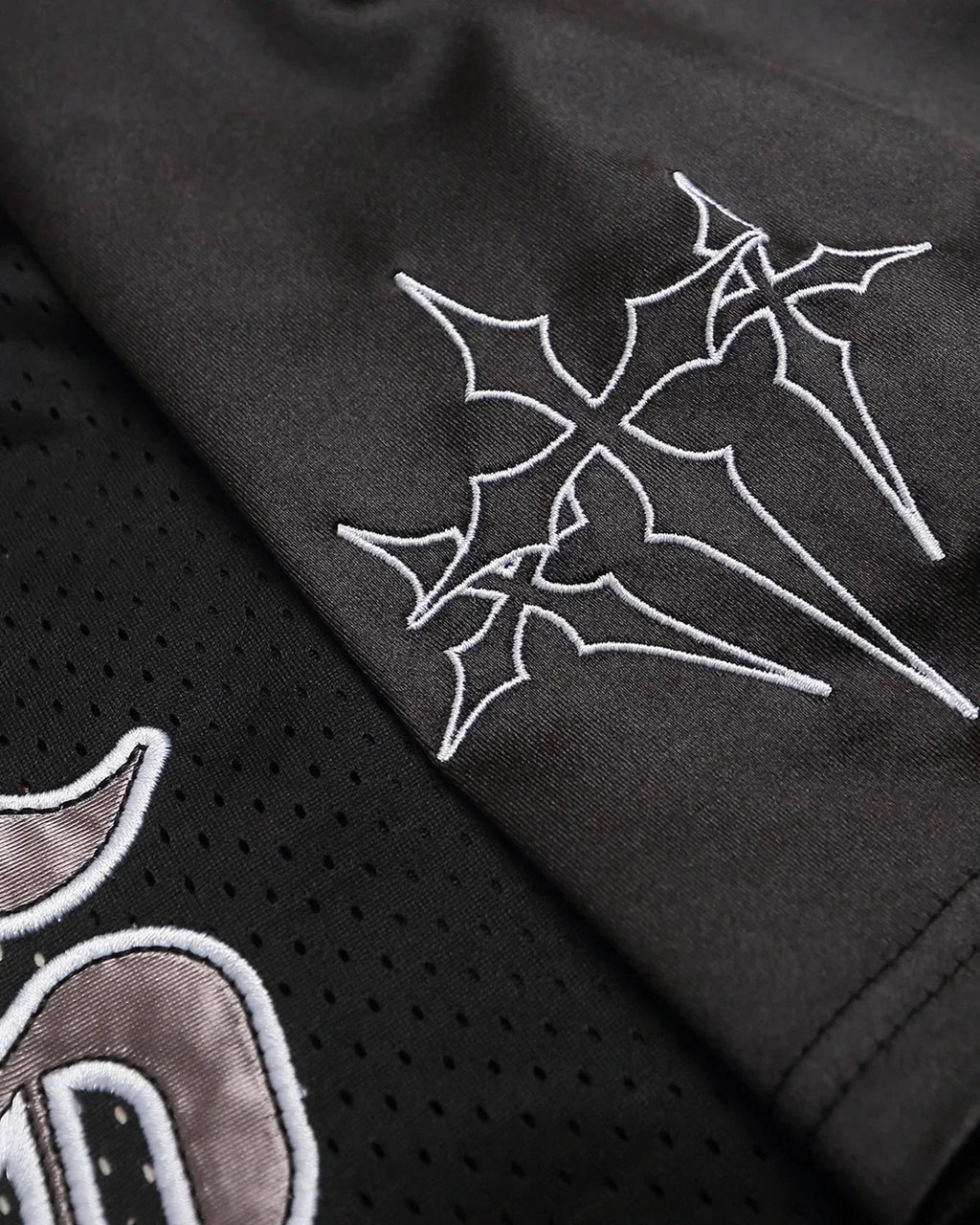 Gothic Embroidered Mesh Jersey | Flation Streetwear