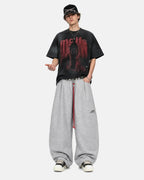 Gothic Letter Print Cotton T-Shirt | Flation Streetwear