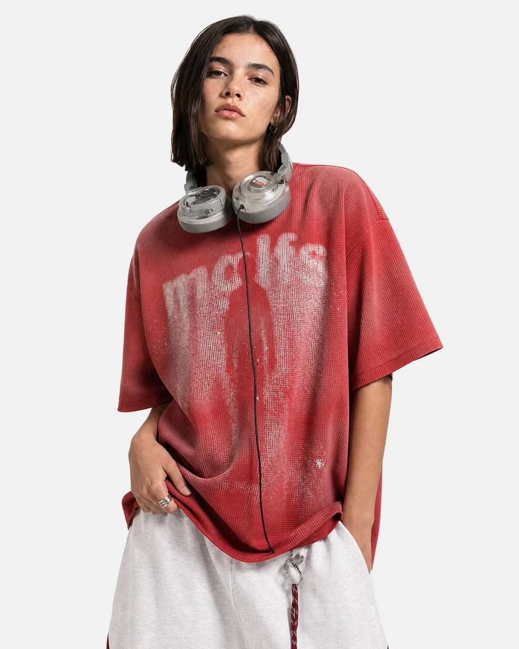 Gothic Letter Print Cotton T-Shirt | Flation Streetwear