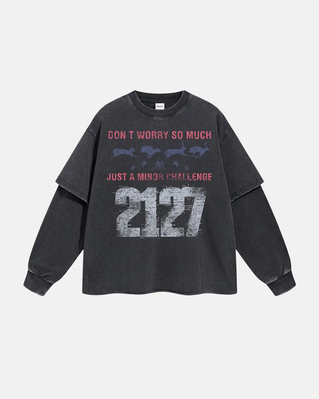 Black Acid Wash Layered Tees | Flation Streetwear
