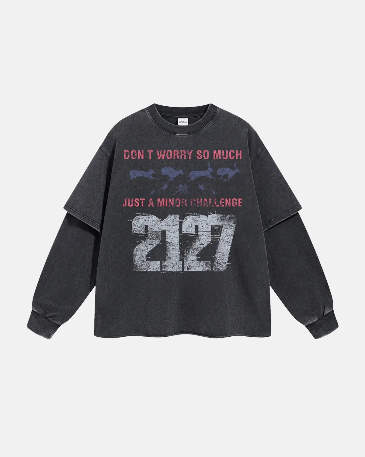 Black Acid Wash Layered Tees | Flation Streetwear