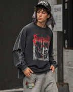 Graphic Distressed Acid Wash Layered Tshirts  | Flation Streetwear