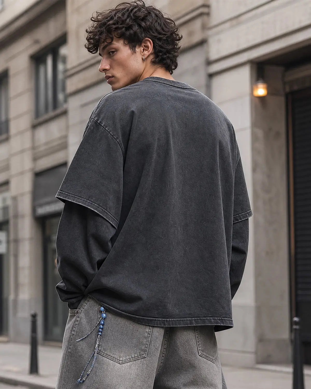 Graphic Distressed Acid Wash Layered Tshirts  | Flation Streetwear