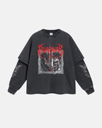 Graphic Distressed Acid Wash Layered Tshirts  | Flation Streetwear