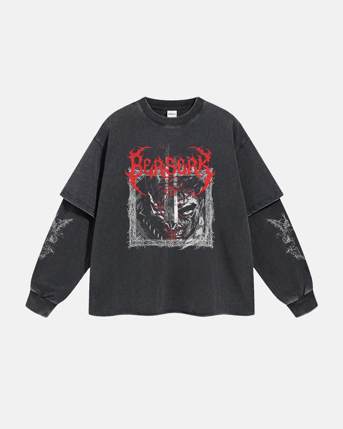Graphic Distressed Acid Wash Layered Tshirts  | Flation Streetwear