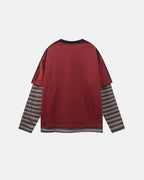 Retro Letter Print Layered Stripe T-Shirt | Flation Streetwear