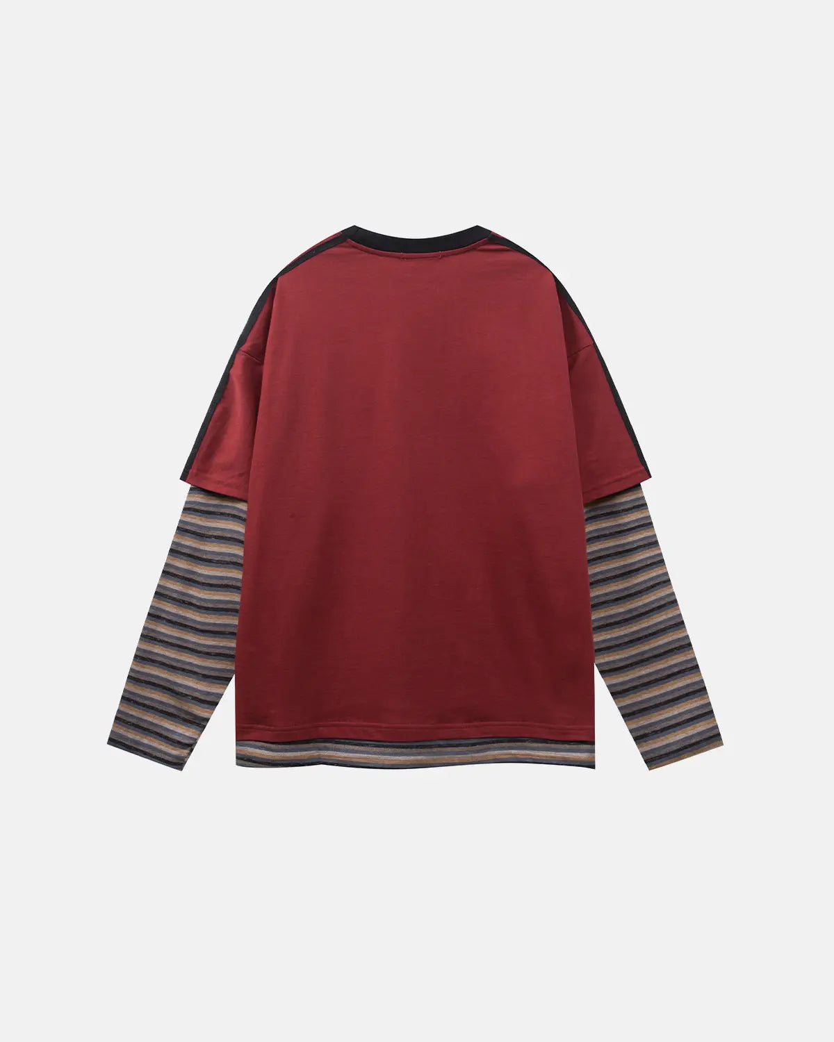Retro Letter Print Layered Stripe T-Shirt | Flation Streetwear
