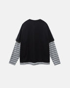 Retro Letter Print Layered Stripe T-Shirt | Flation Streetwear