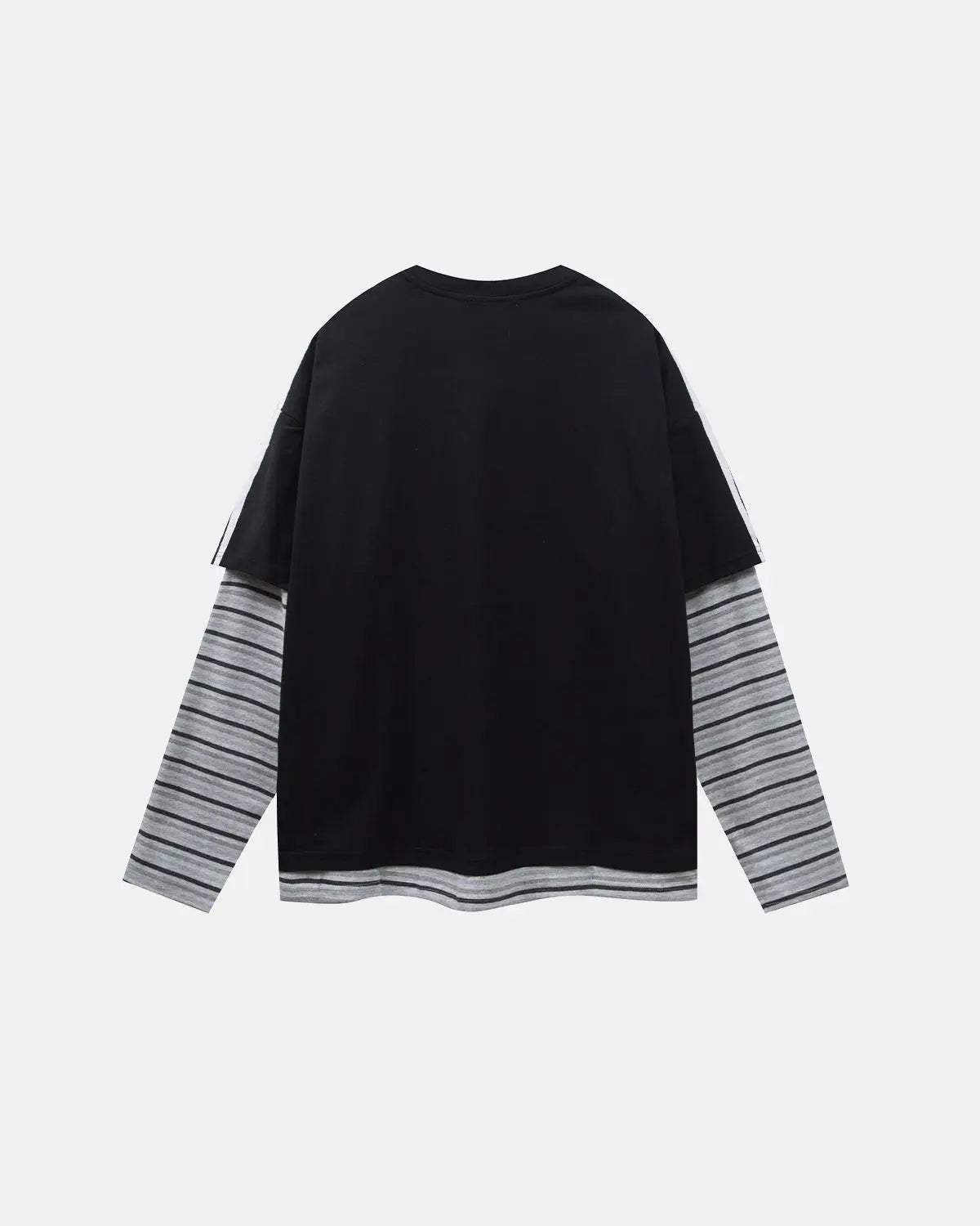 Retro Letter Print Layered Stripe T-Shirt | Flation Streetwear