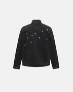 Starry Cross Rhinestone Washed Denim Shirt | Flation Streetwear