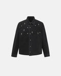 Starry Cross Rhinestone Washed Denim Shirt | Flation Streetwear