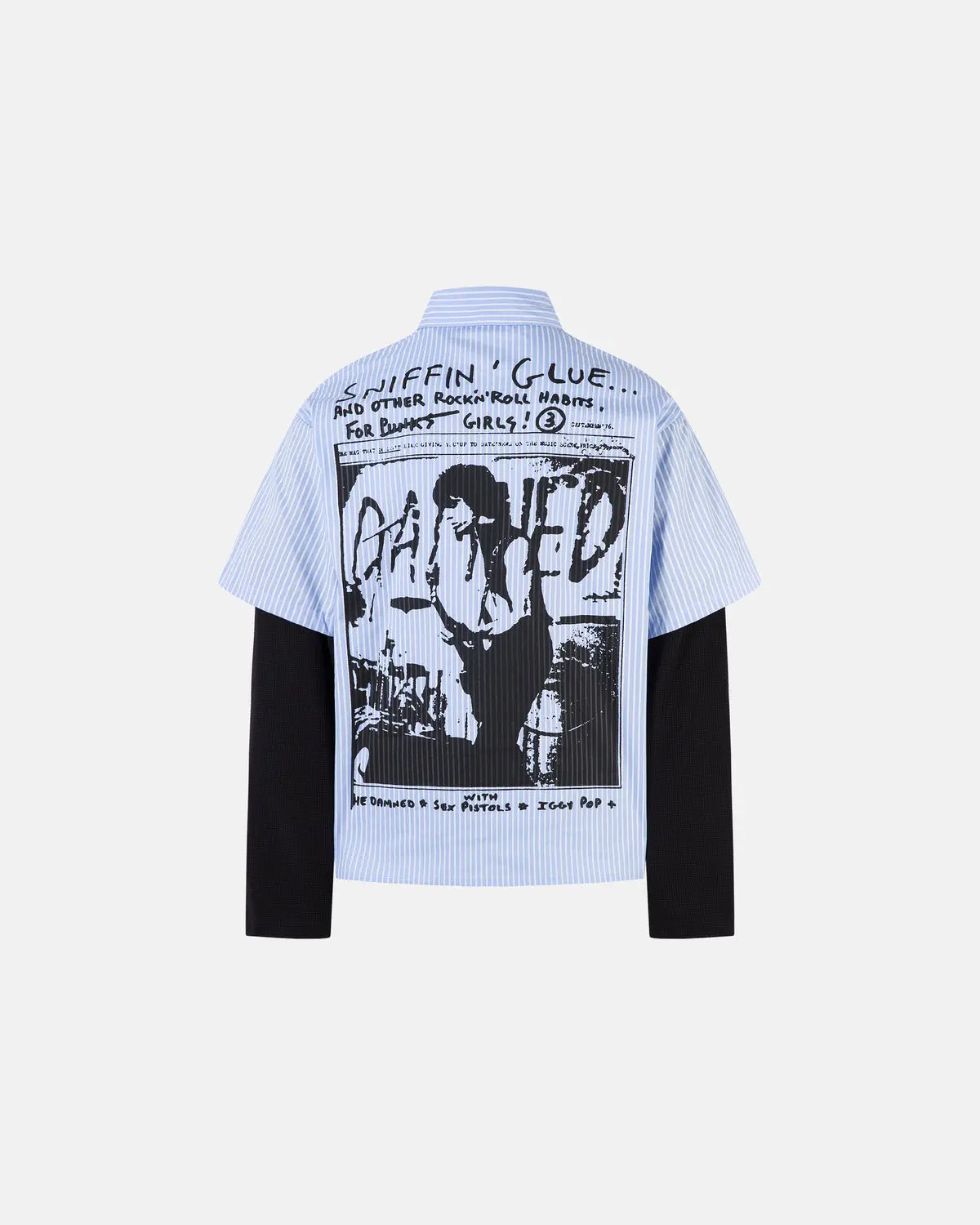 Striped Graphic Layered Long-Sleeve Shirt | Flation Streetwear