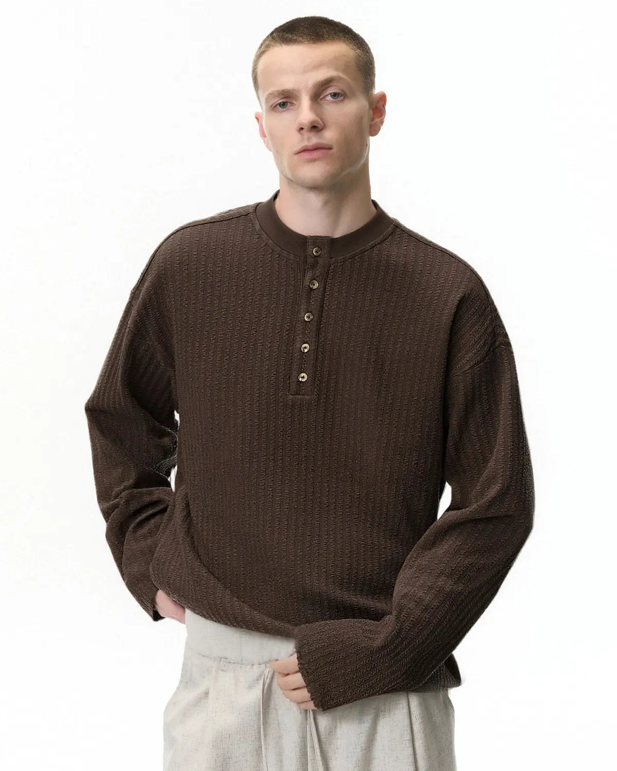 Old Money Style Henley Long Sleeve Tees | Flation Streetwear
