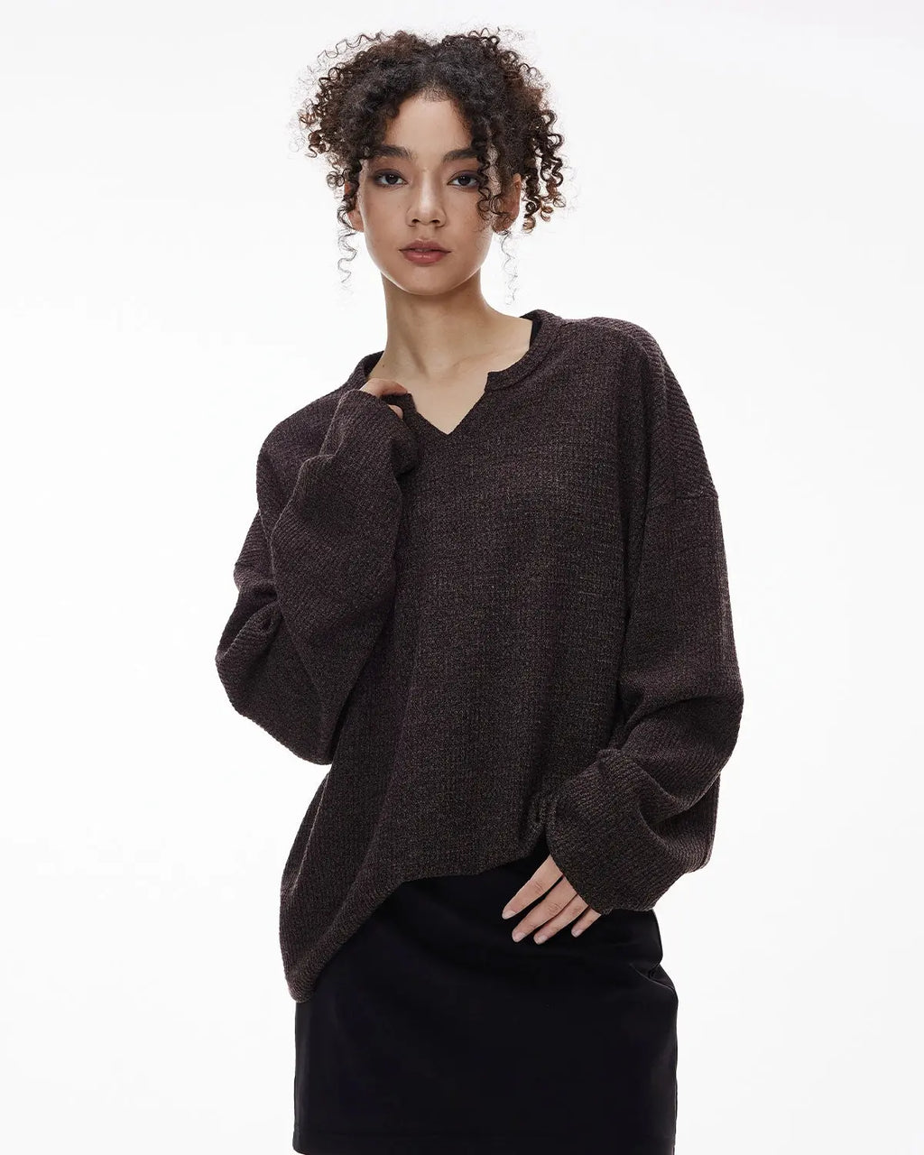 V-neck Long Sleeve Waffle Tees | Flation Streetwear