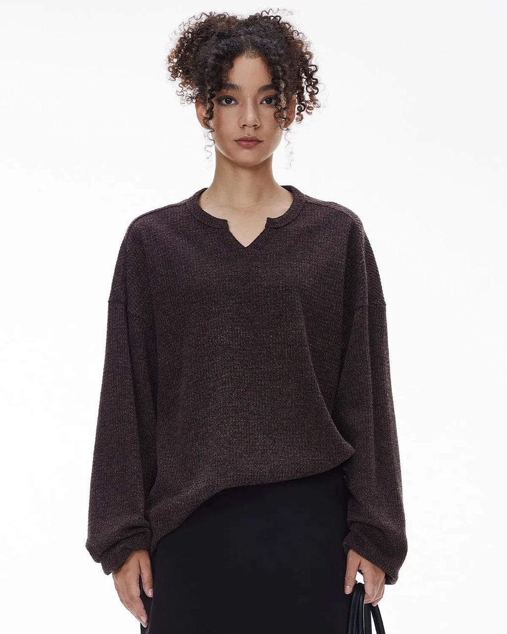 V-neck Long Sleeve Waffle Tees | Flation Streetwear