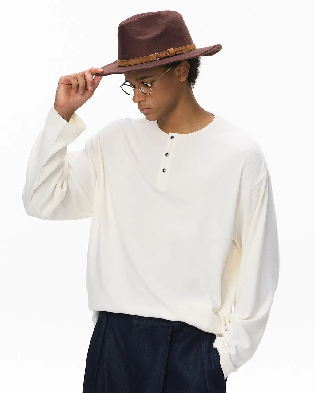 Henley Collar Long Sleeve Tees | Flation Streetwear