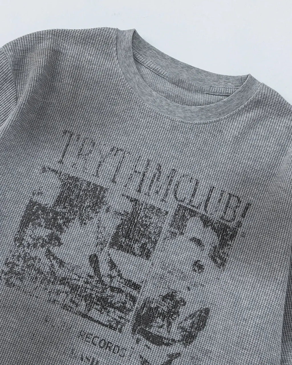 Distressed Graphic Waffle Tee | Flation Streetwear
