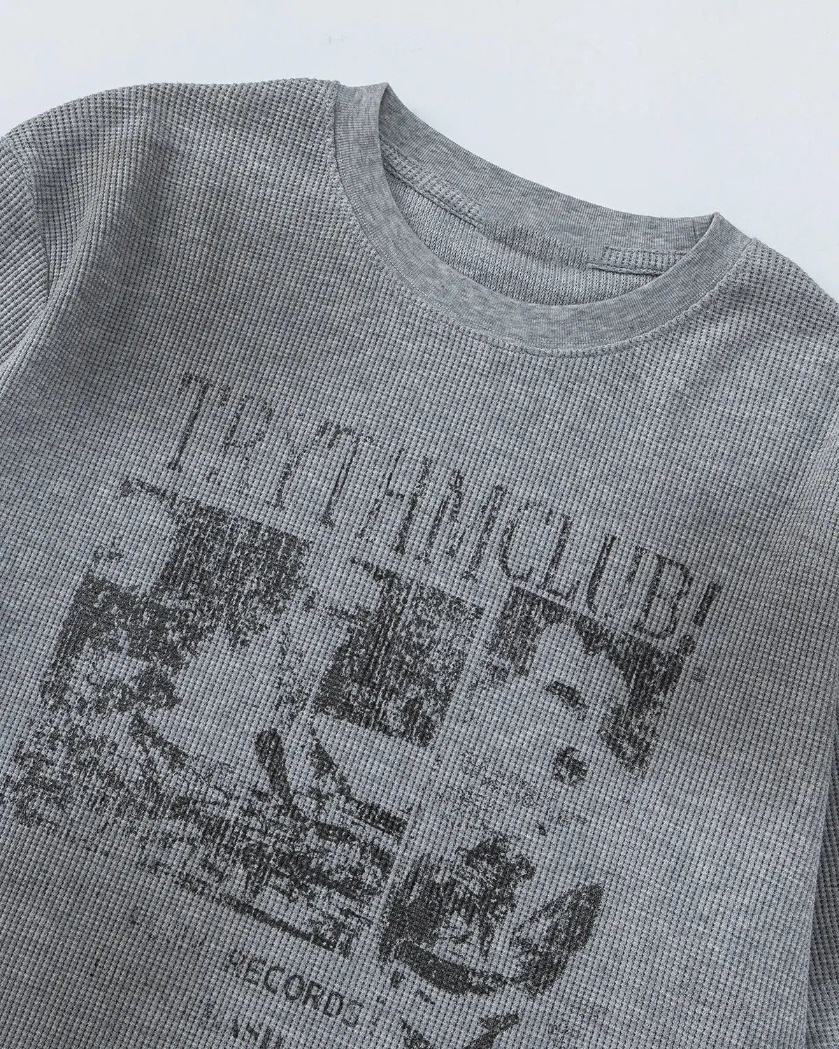 Distressed Graphic Waffle Tee | Flation Streetwear