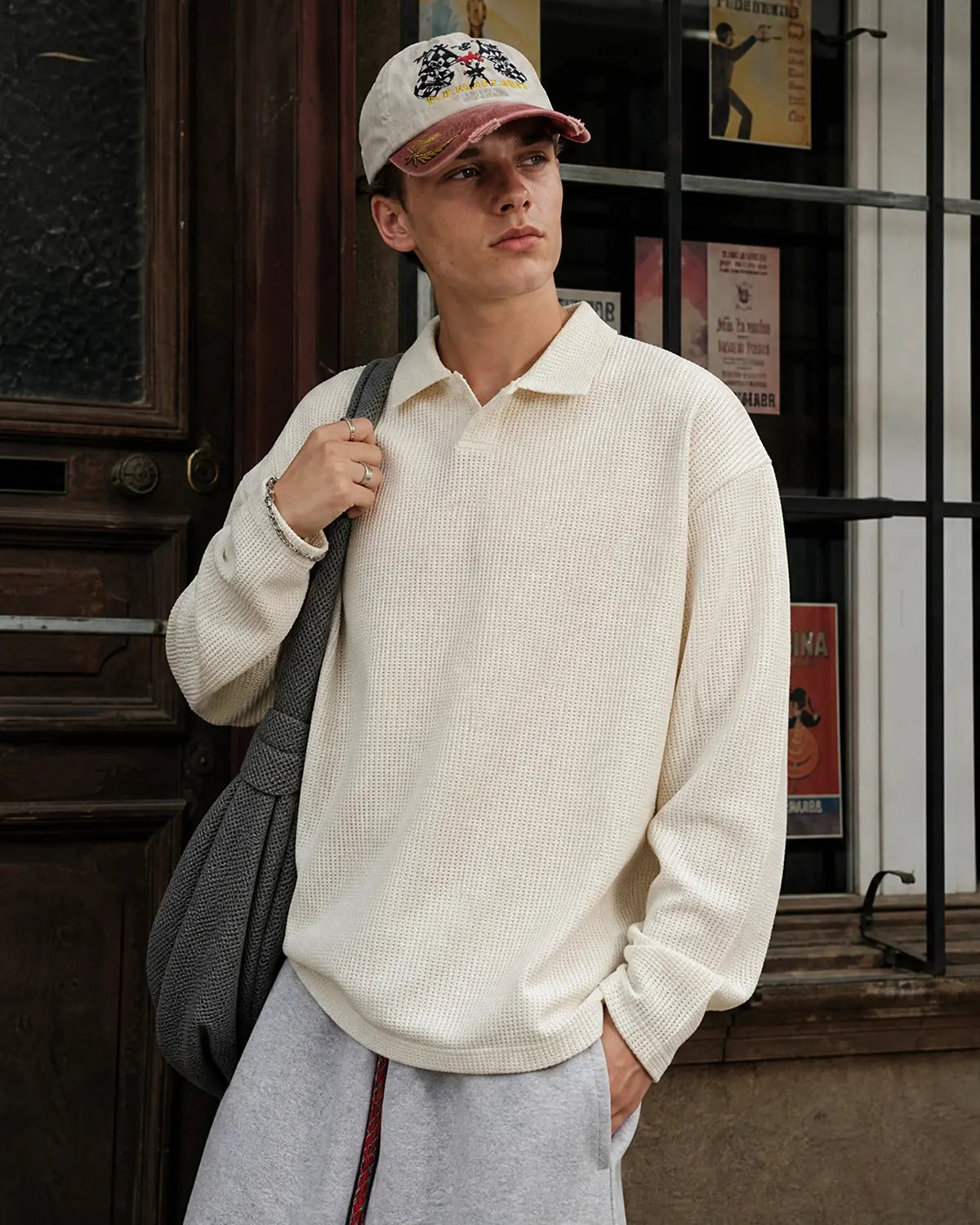 Waffle Long Sleeve Polo Shirts | Flation Streetwear