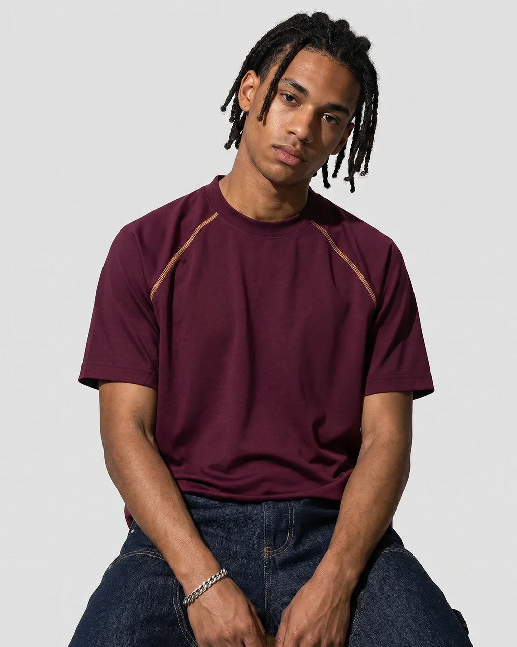 Contrast Color Stiching Stretch T-shirt | Flation Streetwear
