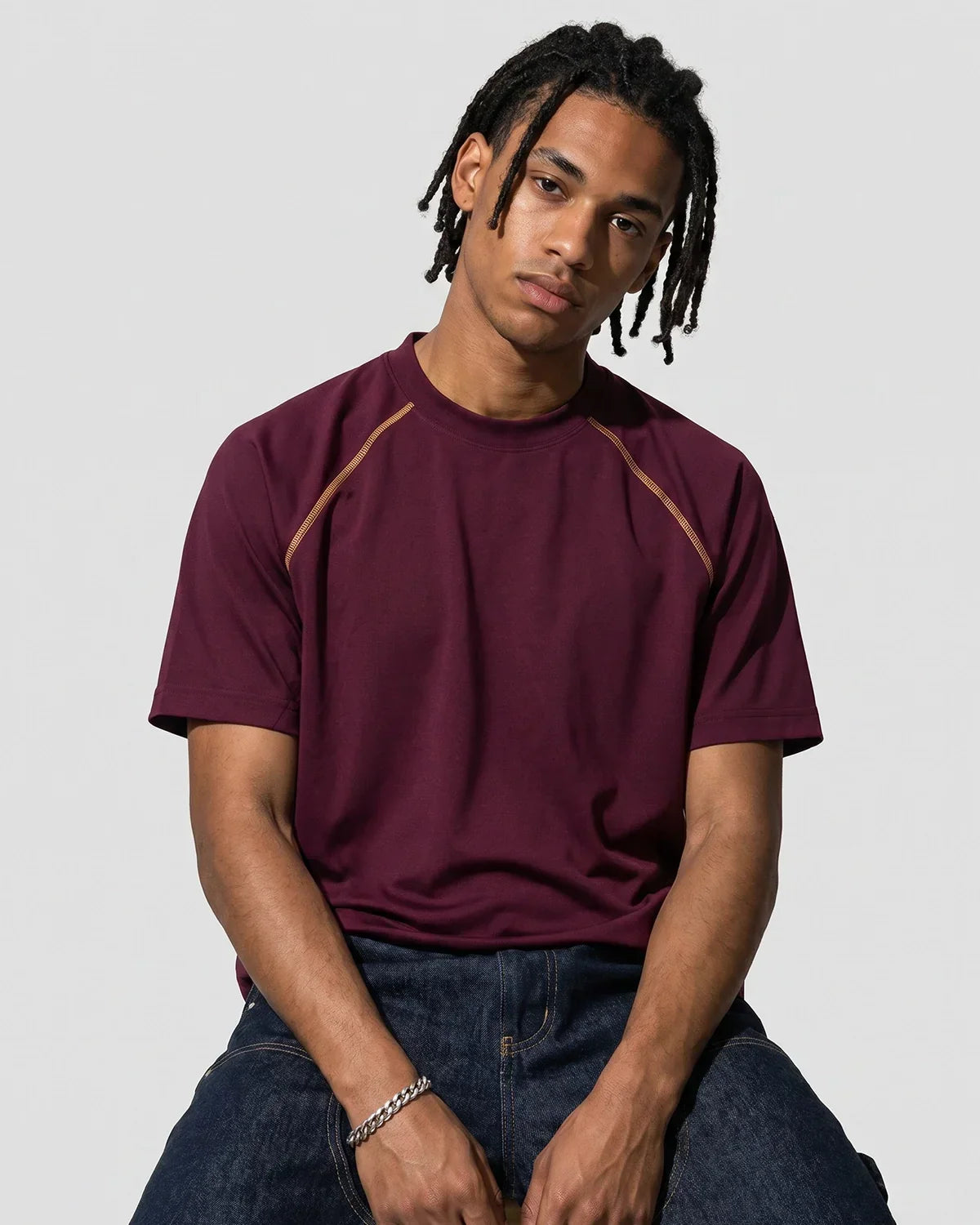 Contrast Color Stiching Stretch T-shirt | Flation Streetwear